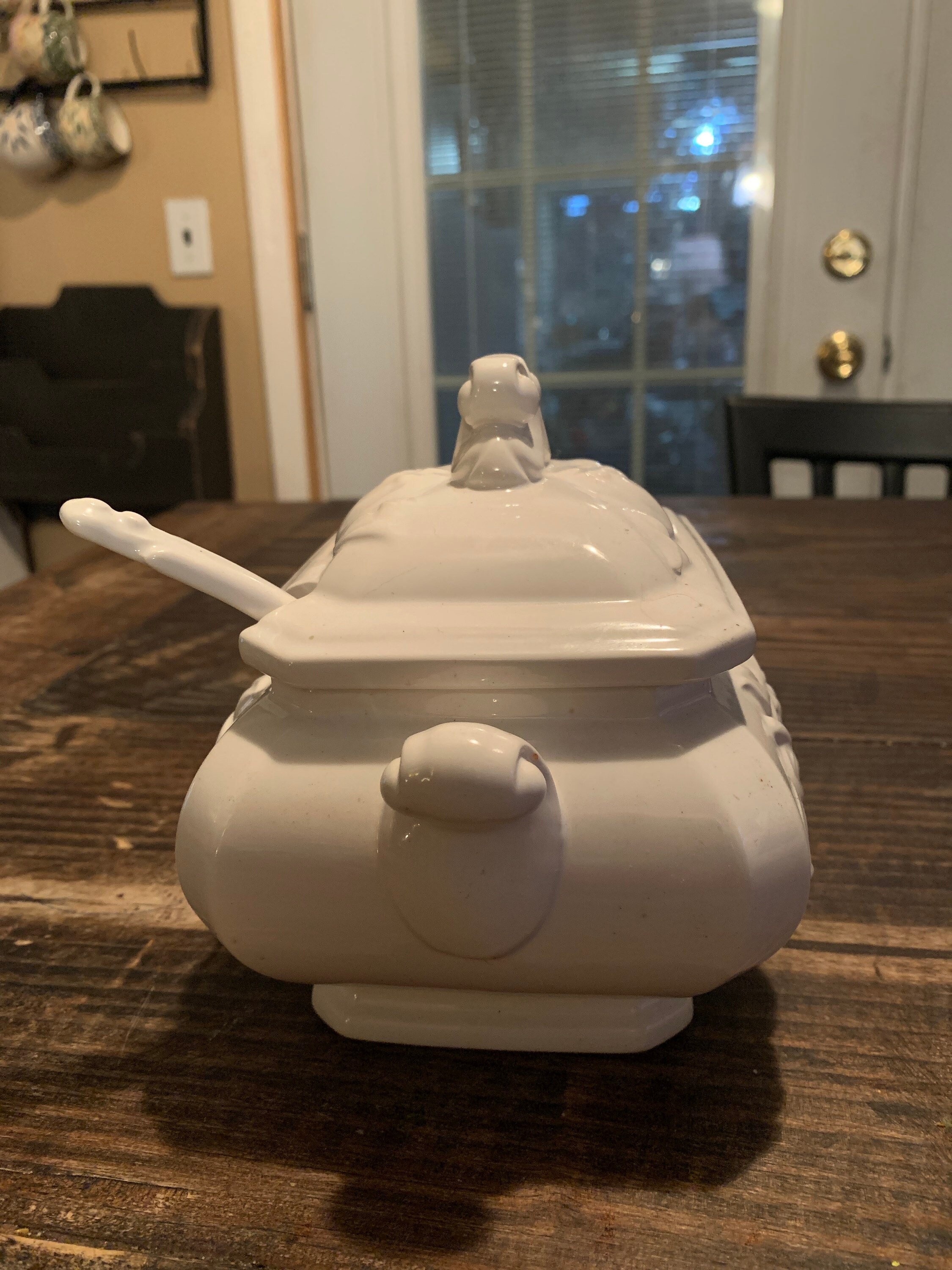 Vintage White Milk Glass Soup Tureen with Lid and Ladle Etsy