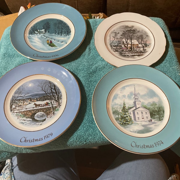 Vintage Avon Christmas Plates 1974, 1976, 1979 and 1977 plate for Representatives Only.