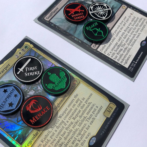 MTG Fan Made Commander Ability Counters Black Acrylic - Single Sided