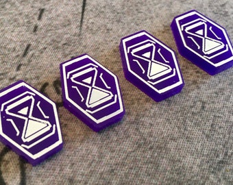 Unofficial ISS Vanguard Time Tokens, Double Sided, Fan Made. Set of 4.