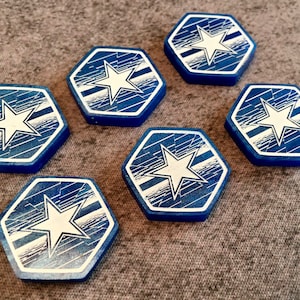 Fichas de comando ISS Vanguard no oficiales, de doble cara, hechas por fans. Juego de 6.