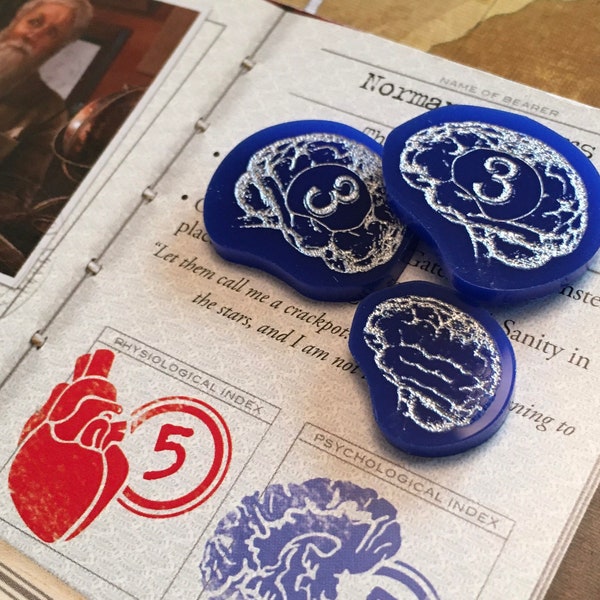 Eldritch Horror, Arkham Horror 3rd Edition Brain, Mental Health, Dual Sided, Fan Made Tokens - Opaque