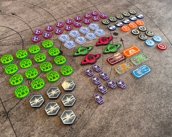 Unofficial ISS Vanguard  + 2nd Wave "Deadly Frontier" Token Upgrade Set, Double Sided