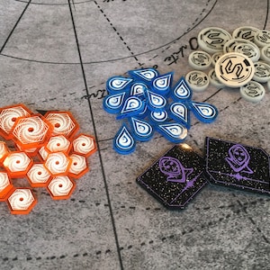 Unofficial Dune Imperium Compatible Set: Solari, Spice, Water, and Voice Tokens, Fan Made