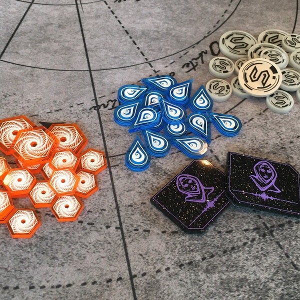 Unofficial Dune Imperium Compatible Set: Solari, Spice, Water, and Voice Tokens, Fan Made