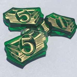 Arkham Horror 3rd Edition, Money, Fan Made, Transparent Green Acrylic, Double Sided.