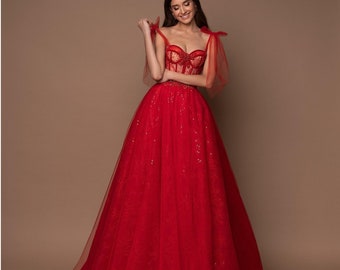 red dress with corset