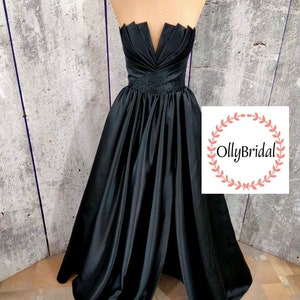 Off The Shoulder Black Bridal Gown,Corset Wedding Dress, Satin Wedding Dress, Simple Wedding Gown