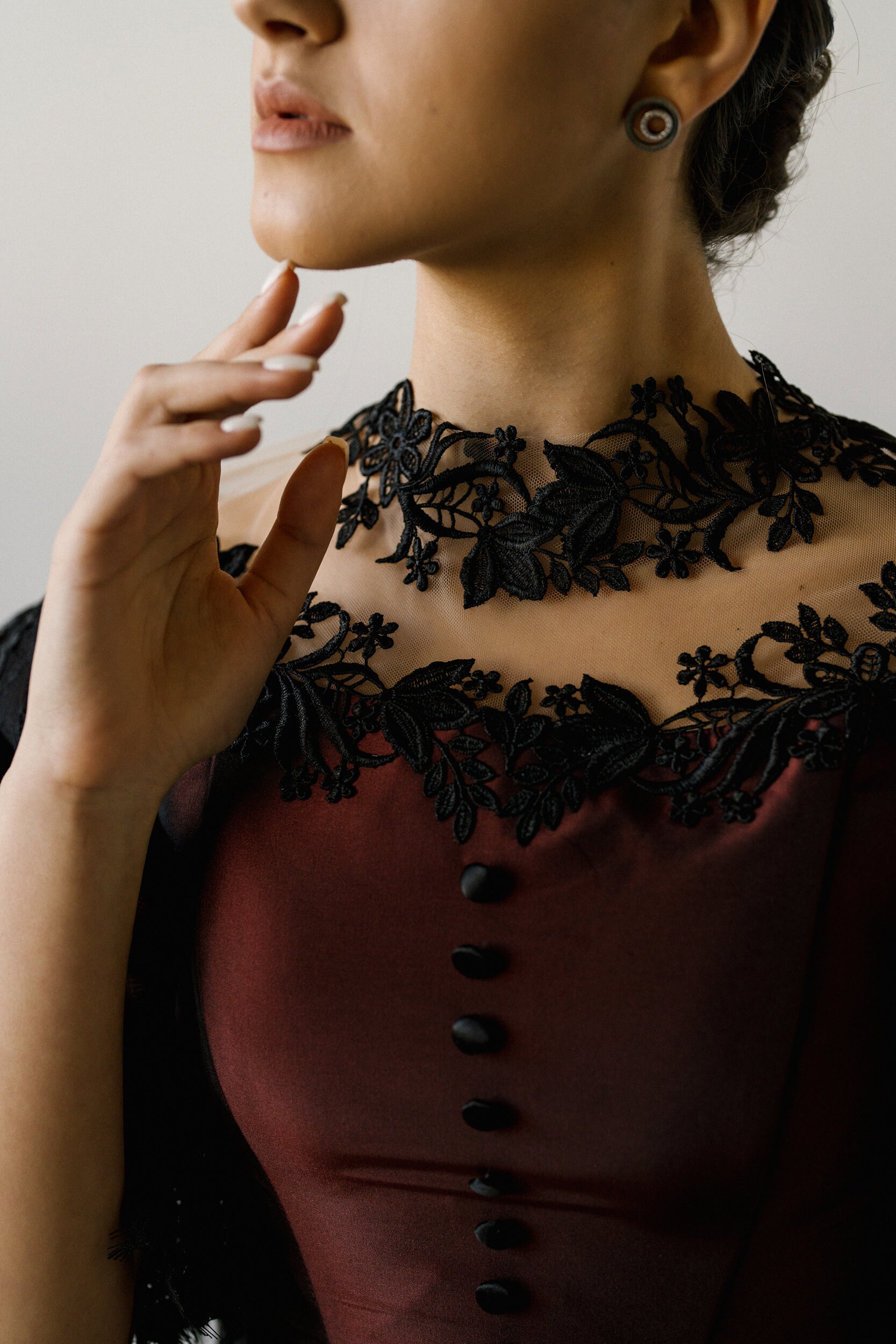 Gothic Black Wedding Dress, Long Sleeve Elegant Wedding Dress, Gothic ...