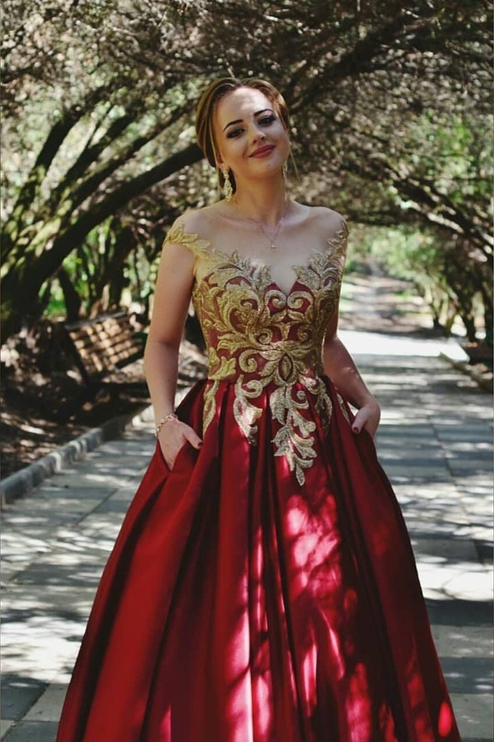 dark red and gold prom dress Evening Dress,Long Evening Dress,Lace Evening Dress,Color Bridal Gown,Evening Party Dresses,Long Lace Natural / Laboratory_Natural