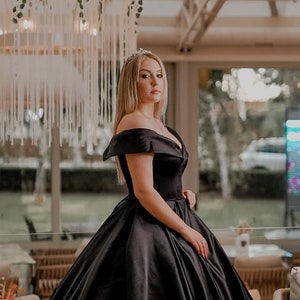 Black Prom Dress, Long Off Shoulder Dress, Evening Gown, Formal Dress, Corset Dress,  Wedding Guest Dress Bridesmaid Dress