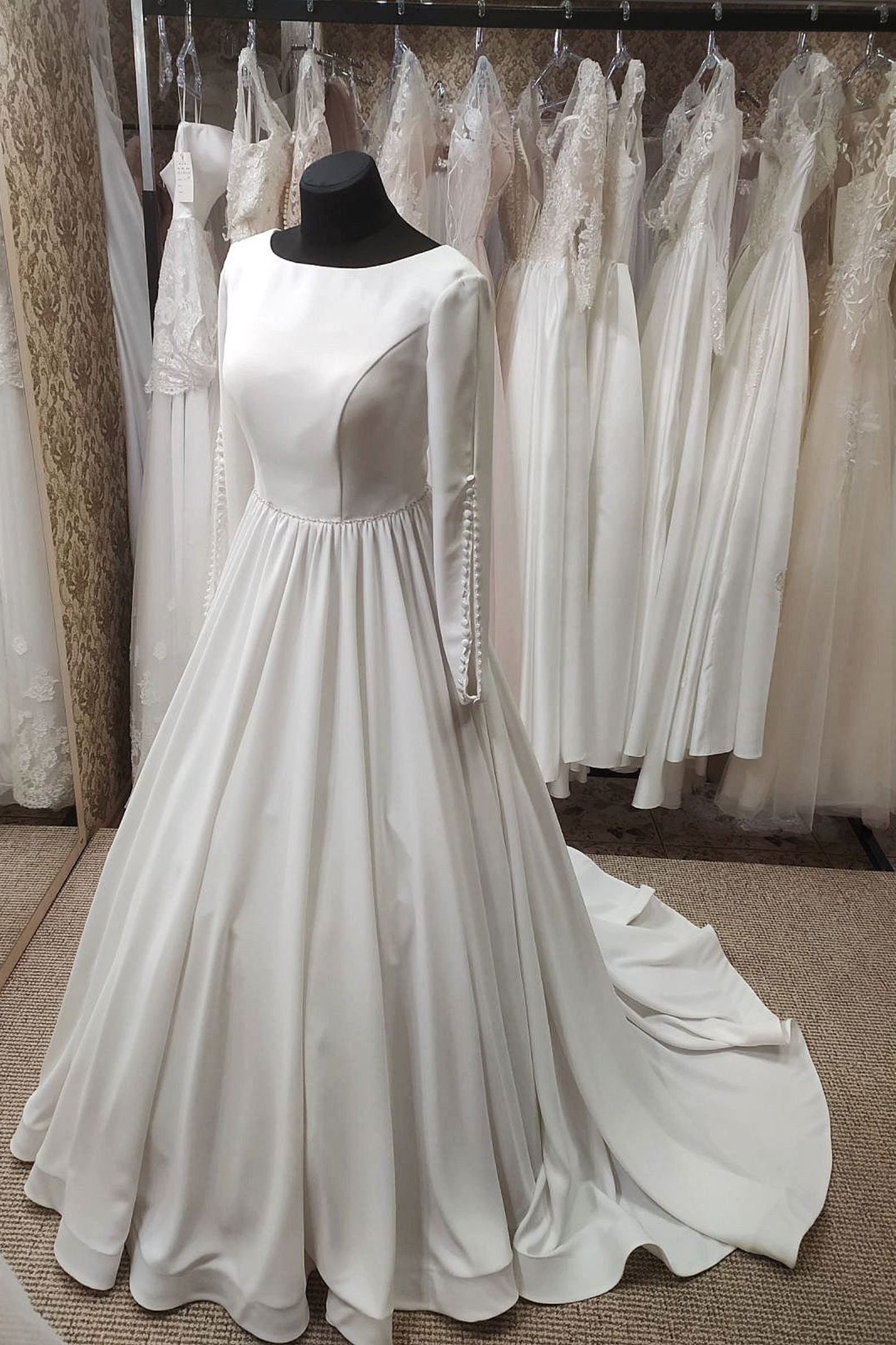 Long Sleeves Wedding Dress Satin