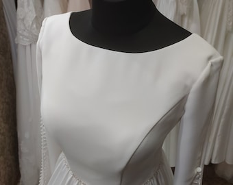 Satin Long Sleeves Wedding Dress, Elegant Dress, Romantic Wedding Dress, A-line Bridal Dress, Satin Dress, Bohemian Bridal Simple Dress