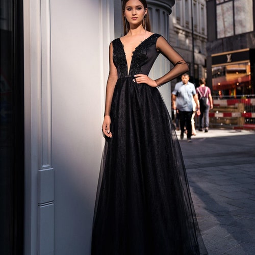 elegant black formal dress
