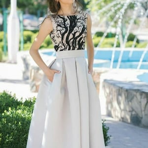 Satim Evening Dress, Elegant Prom Gown, Bridesmaid Dress, Ball Gown, Retro Evening Gown