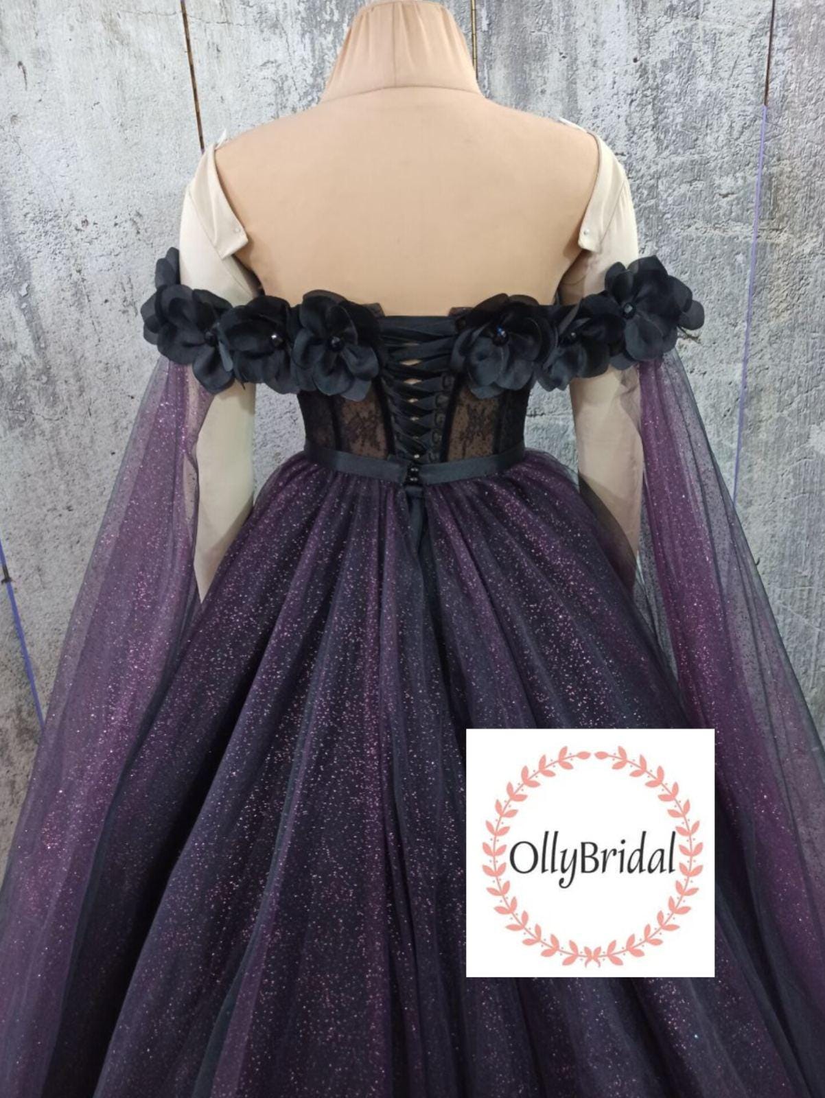 Black Purple Bridal Dress, Black Gothic Wedding Dress, off Shoulder Corset Wedding  Dress, Elegant Wedding Dress, Purple Bridal Gown - Etsy