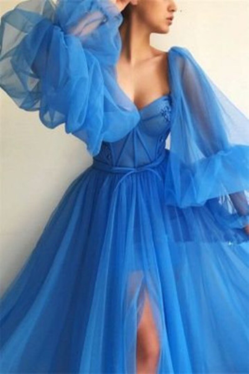 The Lantern Sleeve Dress Tulle Lace Dress Prom Dress | Etsy