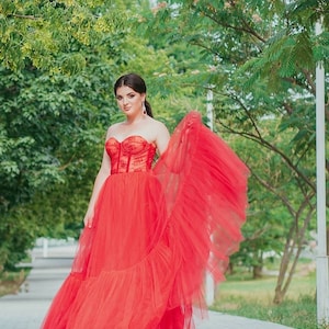 Vestido de tafetán rojo, vestido de Tafta a la línea, vestido de novia,  hermoso vestido rojo de línea A, vestido de noche -  México