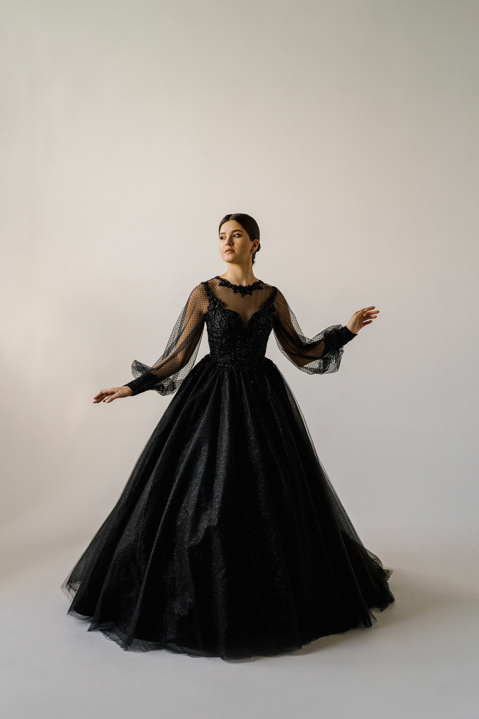 Black Bridal Gown, Black Wedding Dress, Black Engagement Bridal Gown,Halloween Black Wedding Dress