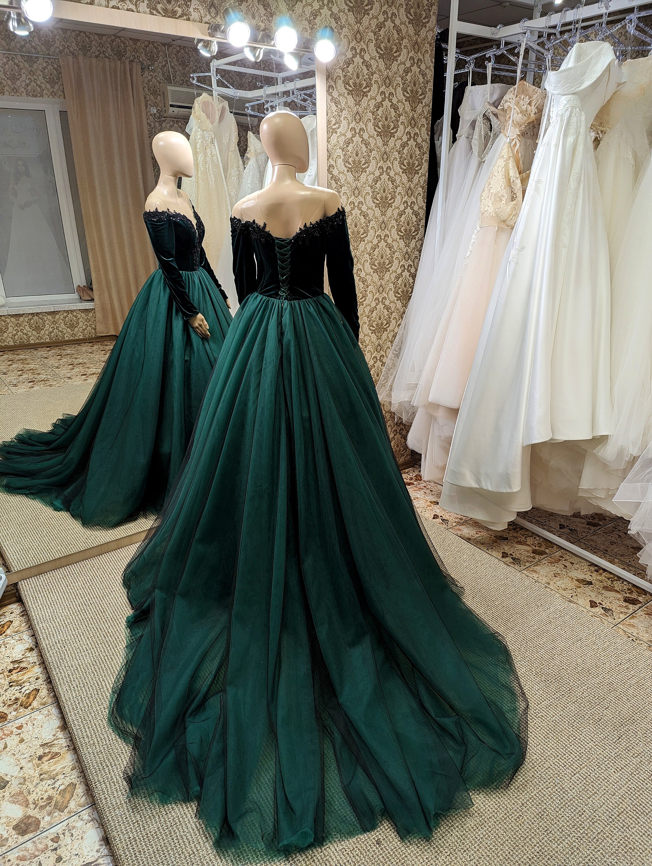 formal a line dress Blue V-Neck Lace Long Prom Dress, A-Line Spaghetti Formal Dress