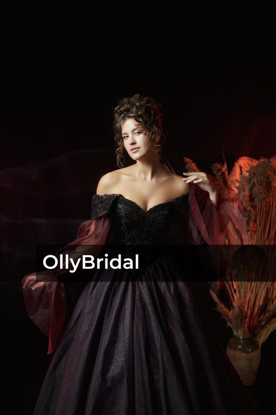dark burgundy wedding dress Burgundy Wedding Dresses Lace Off Shoulder Ball Gown – alinanova