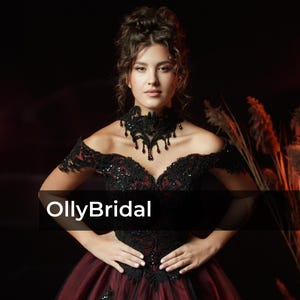 Black Red Bridal Dress, Black Gothic Wedding Dress, Off Shoulder Black Corset Wedding Dress, Elegant Wedding Dress, Red Bridal Gown
