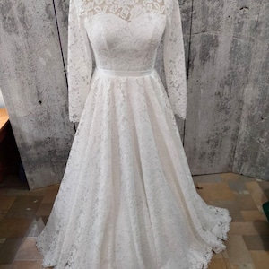 Long Sleeves Wedding Dress,Bohemian Bridal Dress, Custom made Dress, Vintage Wedding Dress, Lace Wedding Dress