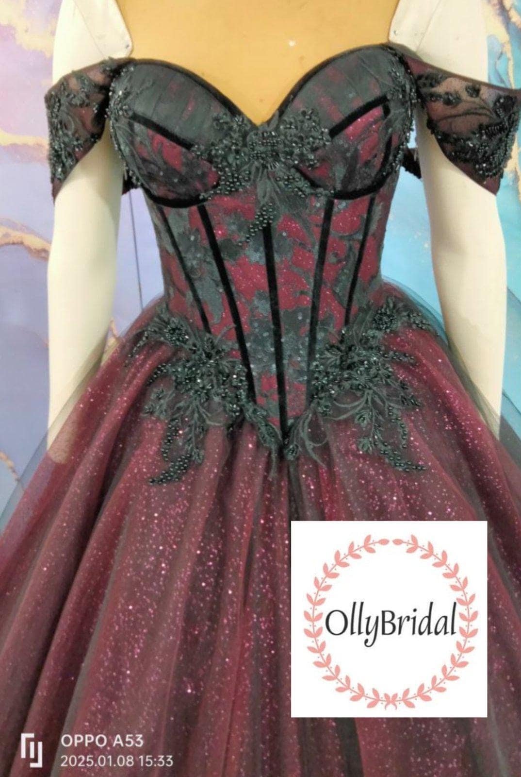 Burgundy and Black Gothic Wedding Dresses UK