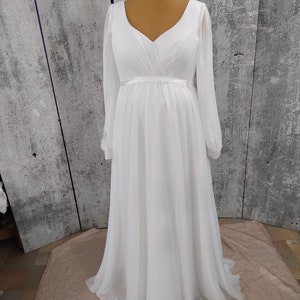 Boho Brautkleid, rustikales Brautkleid, V-Ausschnitt Chiffon Brautkleid, Strandhochzeitskleid