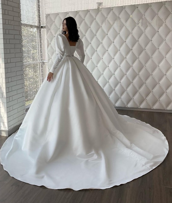 Vestido vestido de novia moderno vestido de novia de manga - Etsy