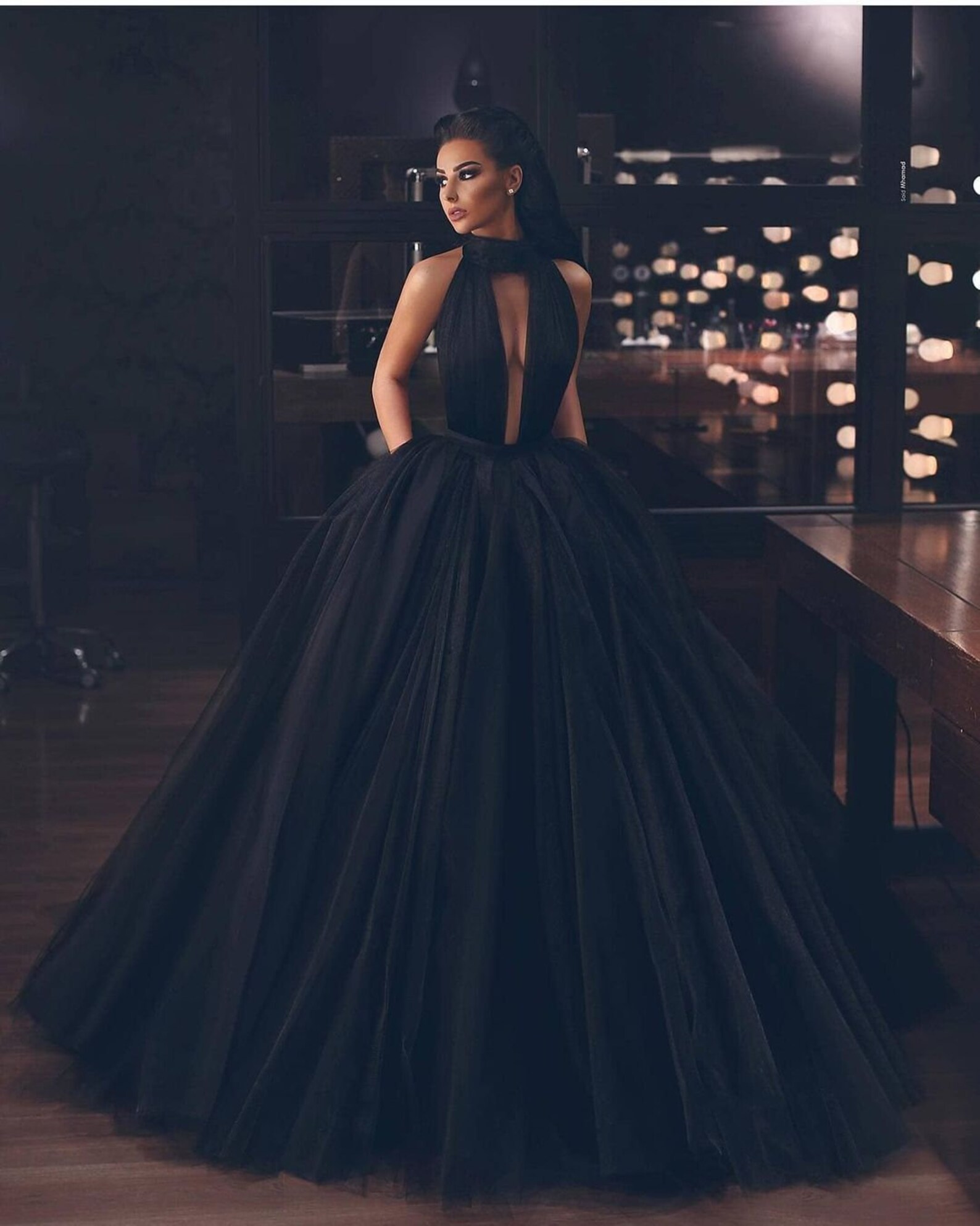 Black Wedding Dress Backless Black Tulle Long Evening Dress - Etsy