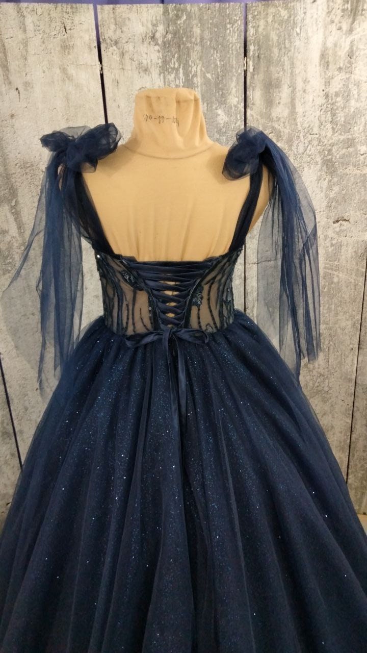 Tulle Dark Blue Party Dress, Prom Evening Dress, off Shoulder Gown, Prom  Dress, A-line Party Dress, Maxi Corset Dress, Elegant Evening Dress - Etsy