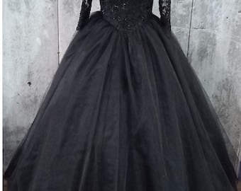 Black Wedding Dress, Wedding Guest Dress, Tulle Luxury Dress, Bridesmaid Dress, Long Length Dress