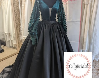 Green Lace Dress, Black Wedding Dress, Halloween Black Wedding Dress,Gothic Bride Dress, Black Dress