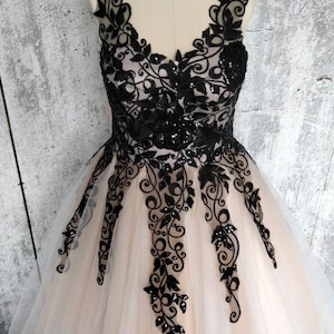 Black Lace Gown, Black Tulle Dress, Formal Lace Dress, Plus Size Bridal Gown, Gothic Wedding Dress