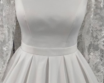 Modest Wedding Dress, Satin Wedding Dress, Long Sleeve Wedding Dress, Sleeves Simple Wedding Dress, Plus Size Wedding Dress