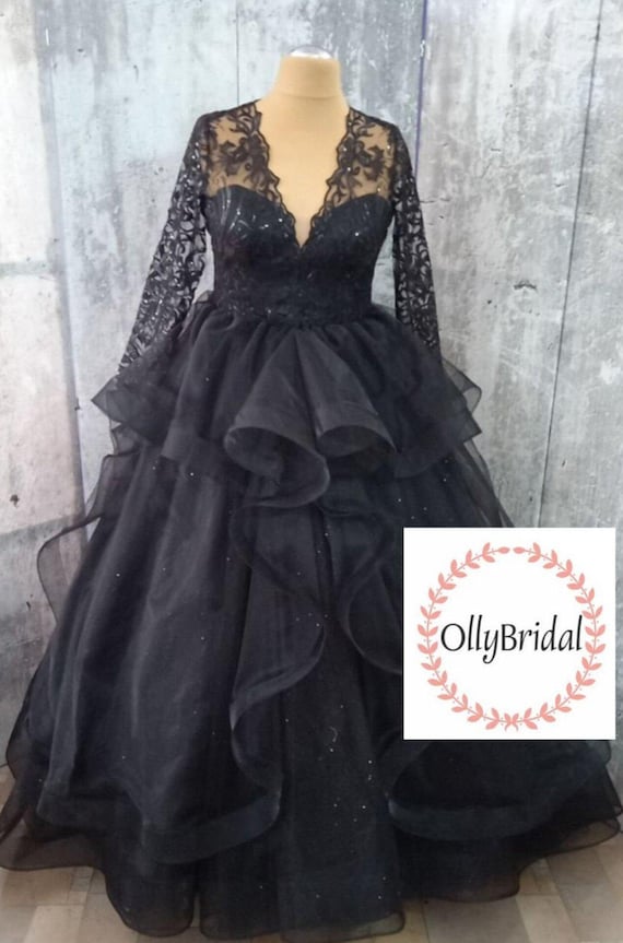 Wedding Dress for Halloween, Black Wedding Dress, Wedding Guest Dress, Tulle Luxury Dress, Bridesmaid Dress, Long Length Dress Wedding Dress for Halloween, Black Wedding Dress, Wedding Guest Dress, Tulle Luxury Dress, Bridesmaid Dress, Long Length Dress