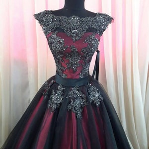 Black Wedding Dress, Sleeveless Prom Gown, Gothic Wedding Dress, Women Formal Dress, Puffy Evening Dress