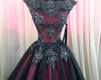 Black Wedding Dress, Sleeveless Prom Gown, Gothic Wedding Dress, Women Formal Dress, Puffy Evening Dress