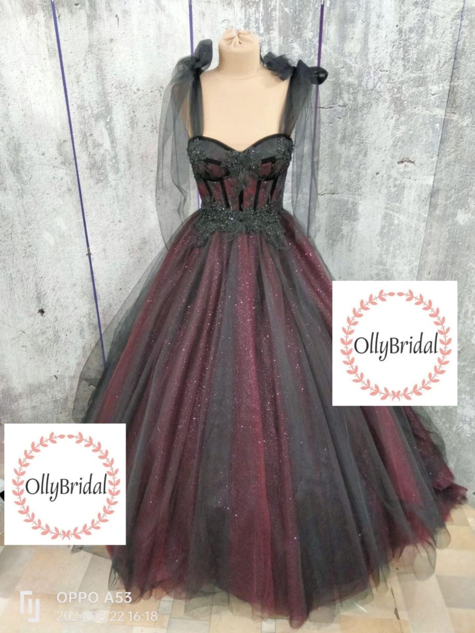 Black Burgundy Wedding Dress Long Train, off Shoulder Wedding Dress ...