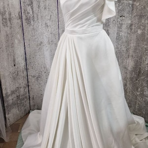 One Shoulder Wedding Dress, Elegant Dress, Romantic Wedding Dress, A-line Bridal Dress, Satin Dress, Bohemian Bridal Simple Dress