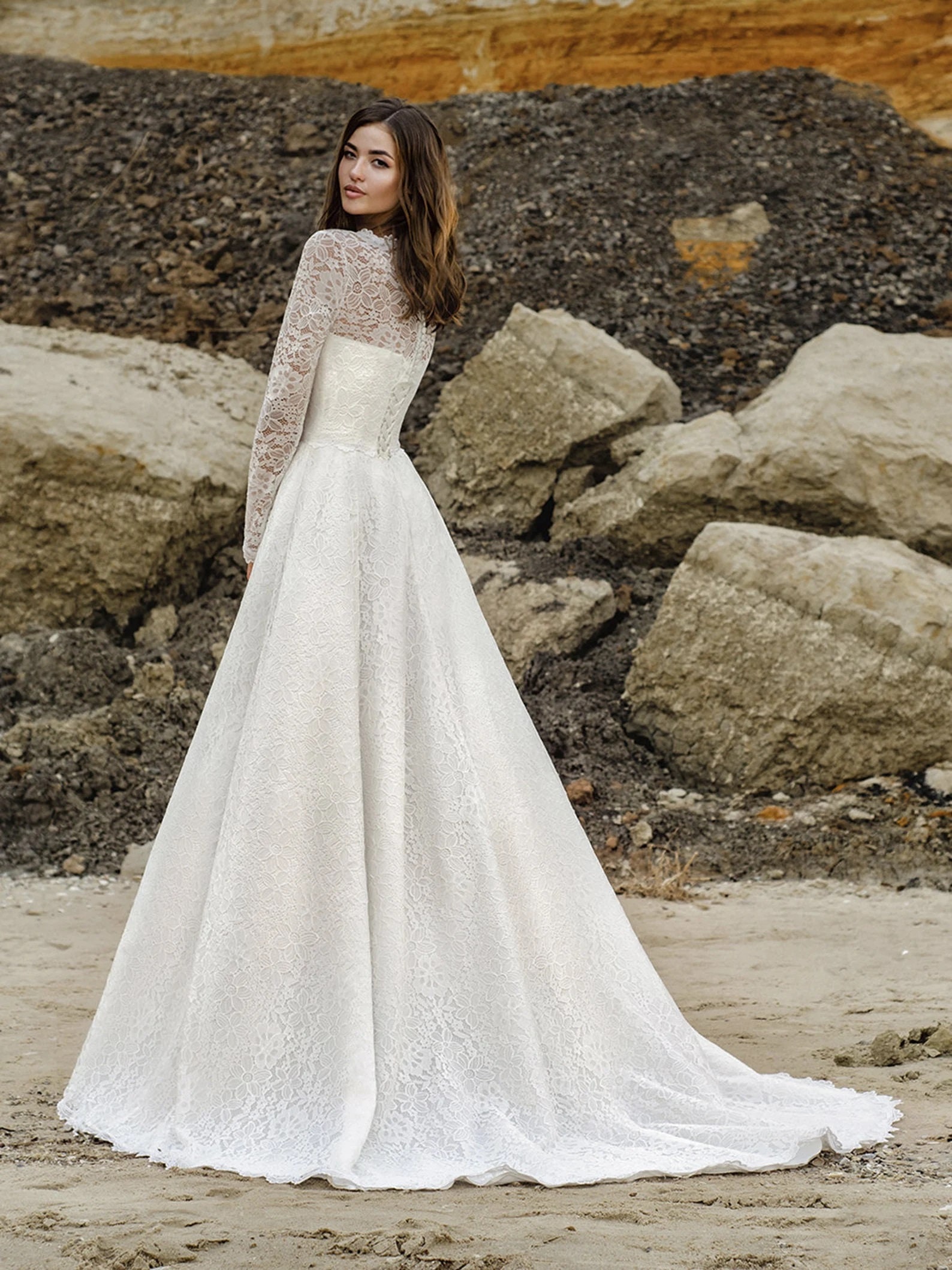 Full lace long sleeve shop wedding dress