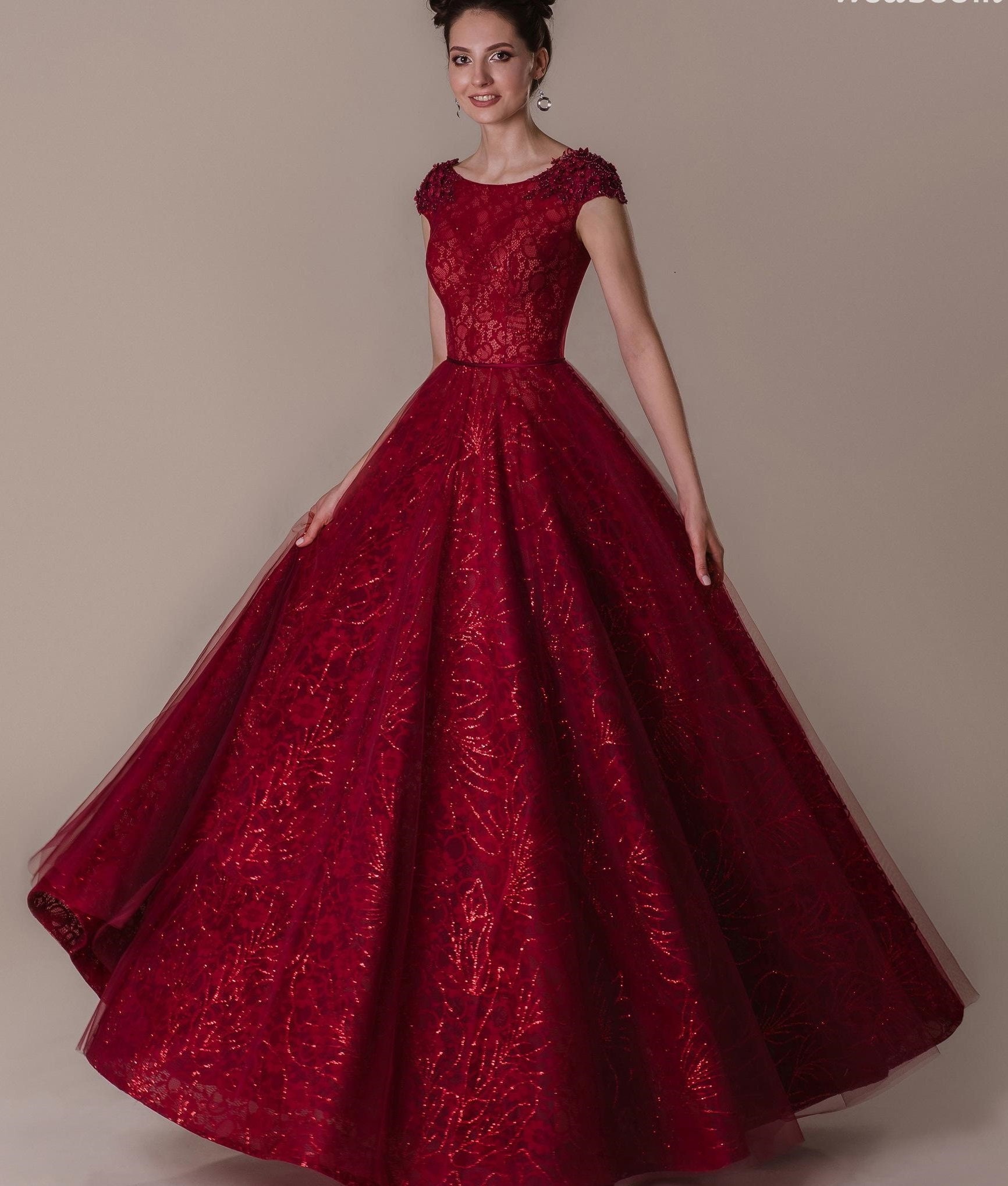 Dazzling Red Readymade Gown -