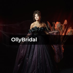 Black Purple Bridal Dress, Black Gothic Wedding Dress, Off Shoulder Corset Wedding Dress, Elegant Wedding Dress, Purple Bridal Gown