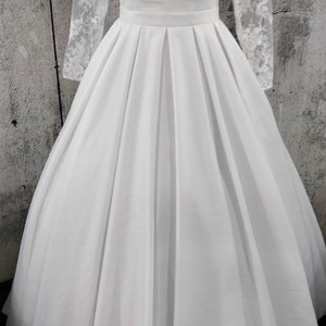 Modest Wedding Dress, Satin Wedding Dress, Long Sleeve Wedding Dress, Sleeves Simple Wedding Dress, Plus Size Wedding Dress