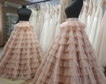 Bridal Skirt, Party Tulle Skirt, Wedding Bridesmaid Tulle Skirt, Full Length, Soft Long Tulle Skirt, Petticoat for Photo Shoot