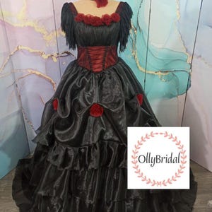 Gothic Wedding Dress, Black Wedding Dress, Handmade Wedding Dress, Black Engagement Bridal Gown,Halloween Black Wedding Dress