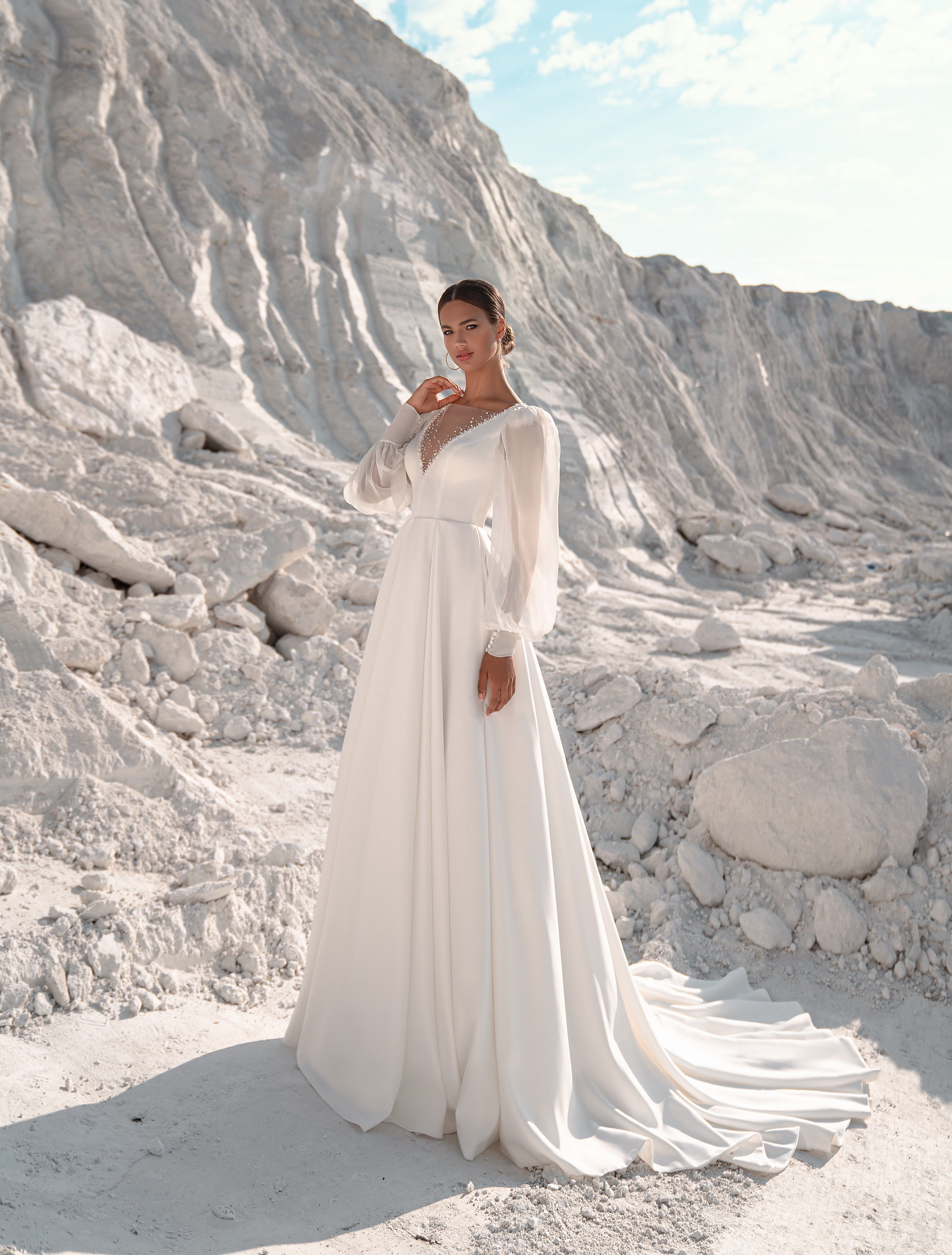 Boho Wedding Dress Rustic Bridal Gown Vneck Lace Wedding Etsy