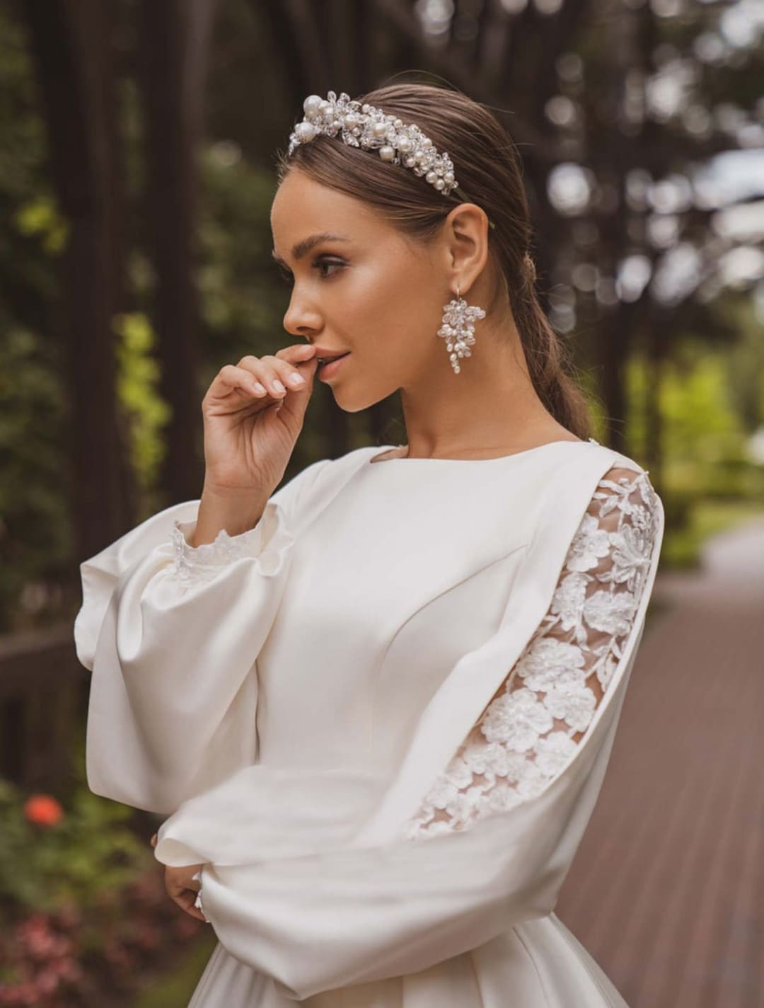 Modest Wedding Dress, Satin Wedding Dress, Long Sleeve Wedding Dress ...