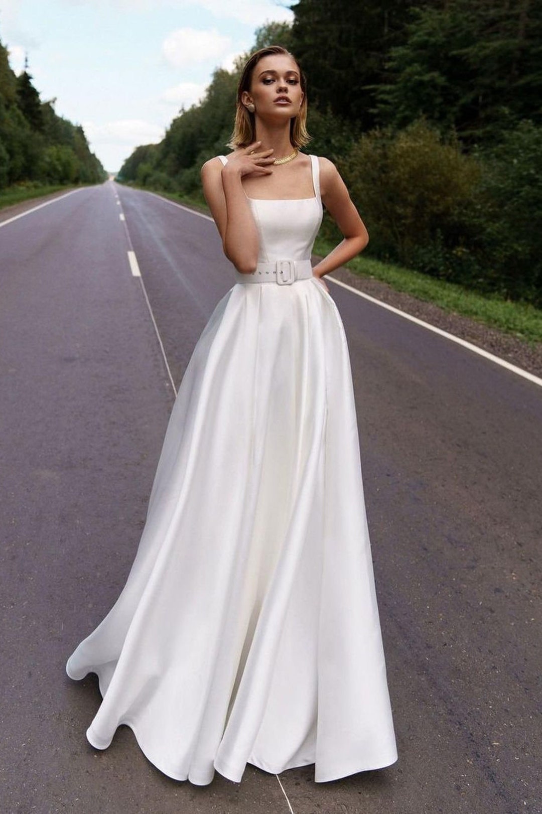 White Elegant Wedding Dress, Vintage Dress, Unique Wedding Dress ...
